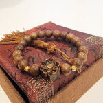 Agarwood Bracelet With Lotus Mix Golden Ball 10k