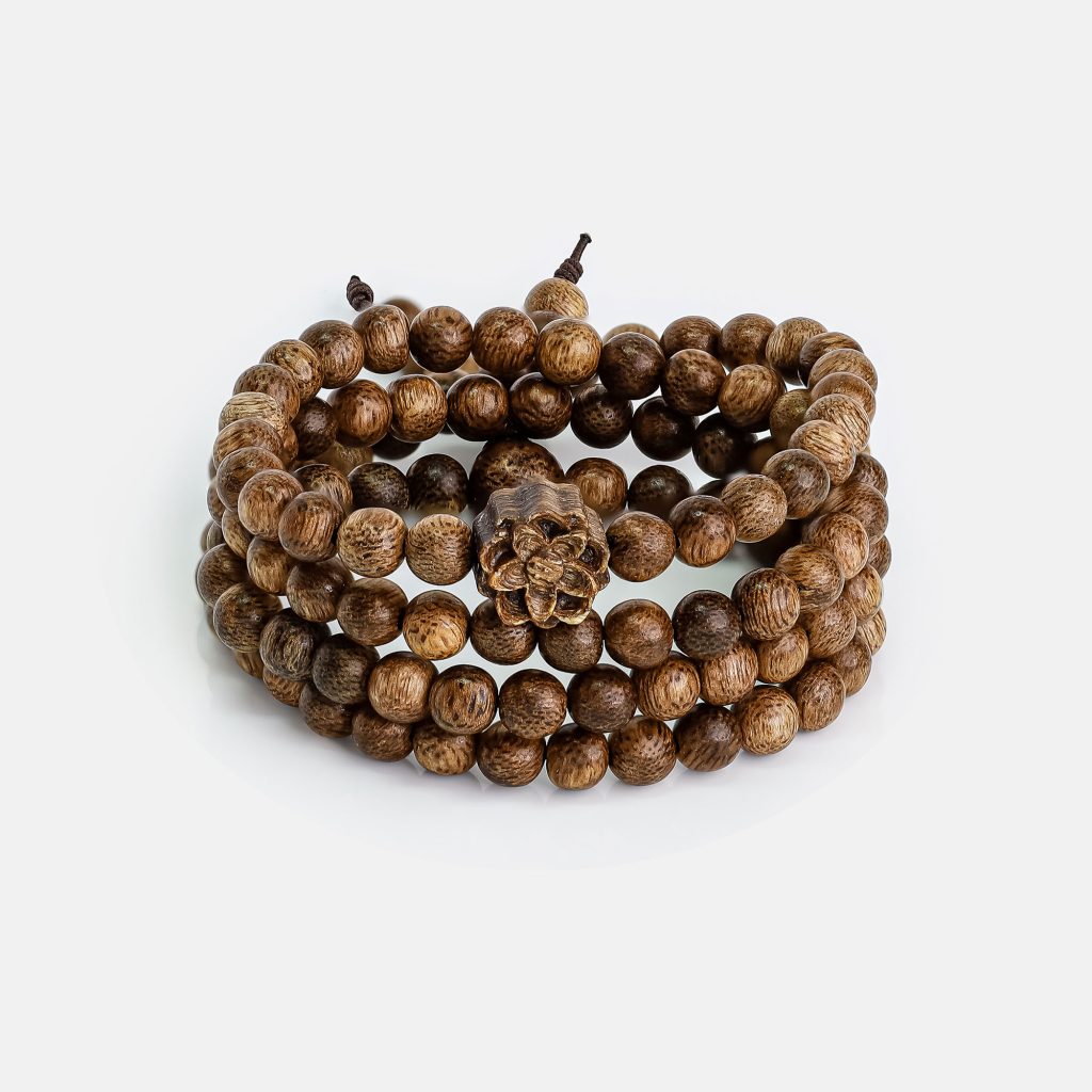 Lotus Agarwood 108 Mala Beaded Bracelet
