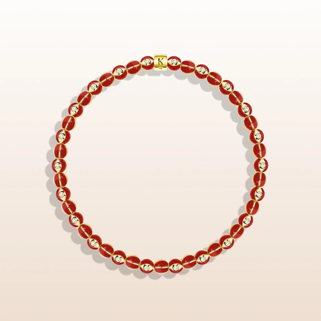 Vigorous Protection - Red Enamel Evil Eye Charm Bracelet