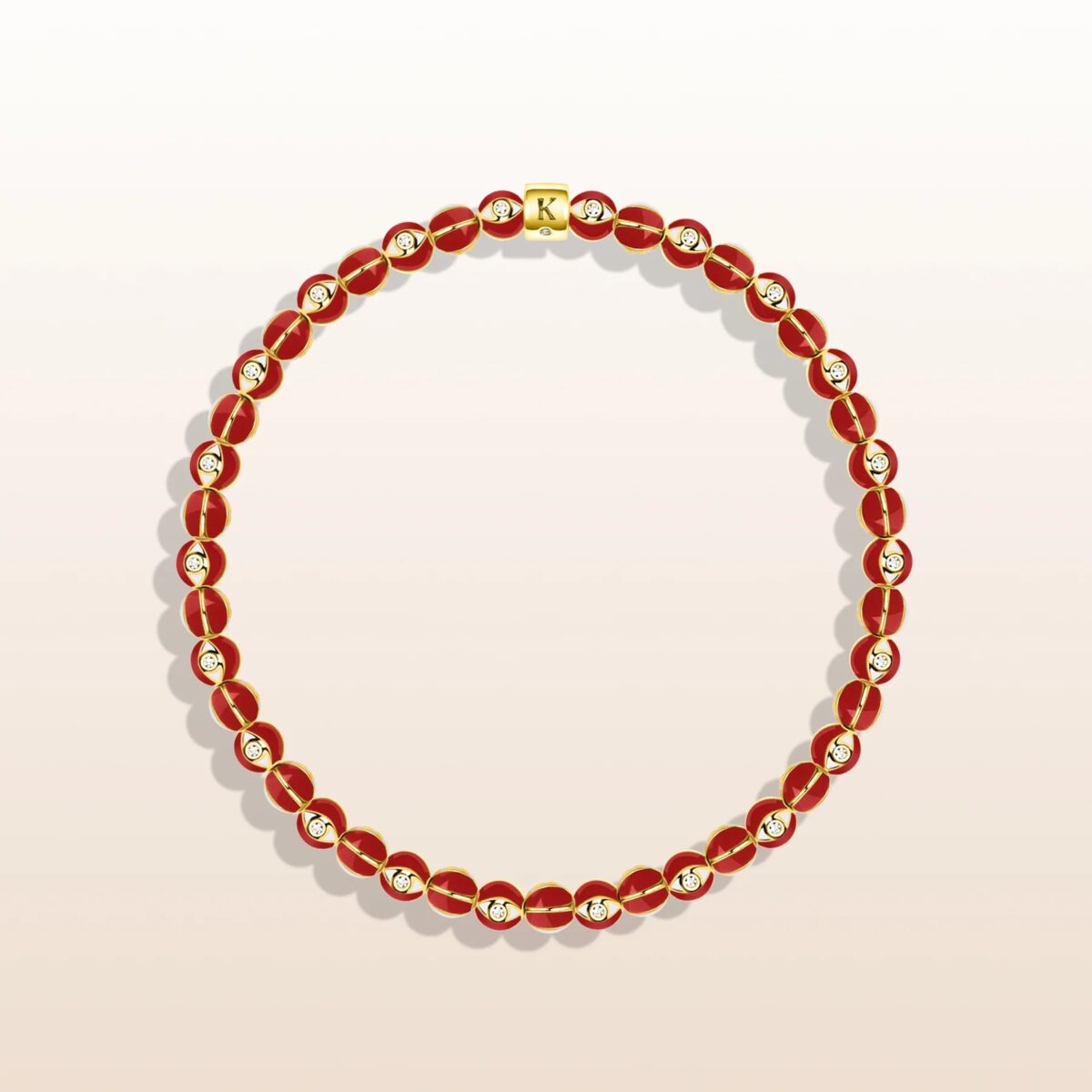 Vigorous Protection - Red Enamel Evil Eye Charm Bracelet