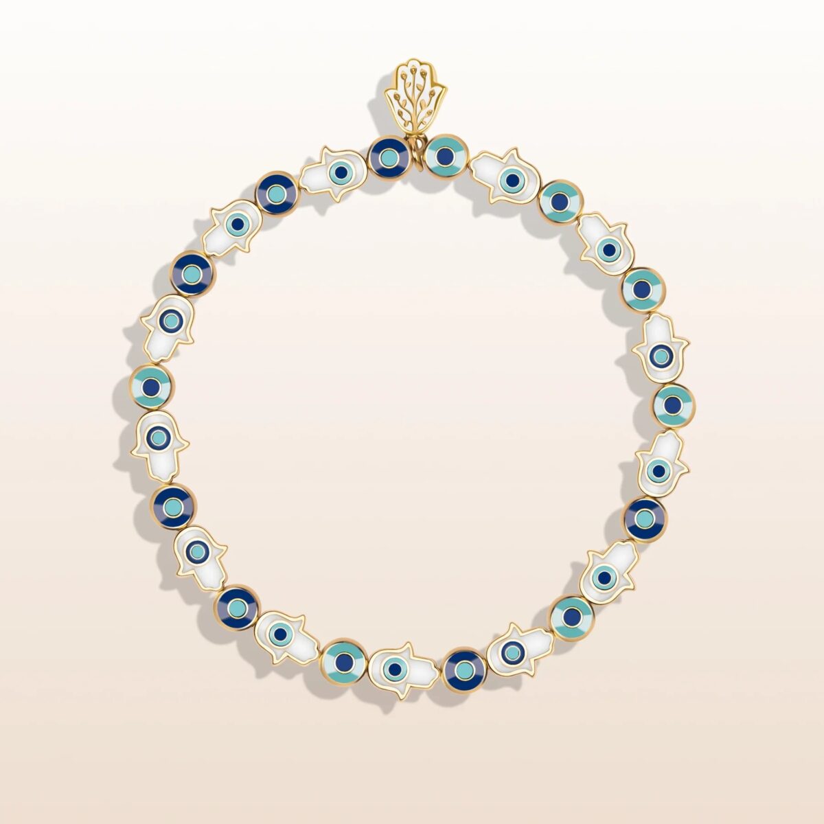 Cradled In Protection - Enamel Hamsa Evil Eye Charm Bracelet
