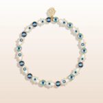 Cradled In Protection - Enamel Hamsa Evil Eye Charm Bracelet