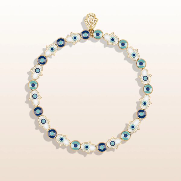 Cradled In Protection - Enamel Hamsa Evil Eye Charm Bracelet